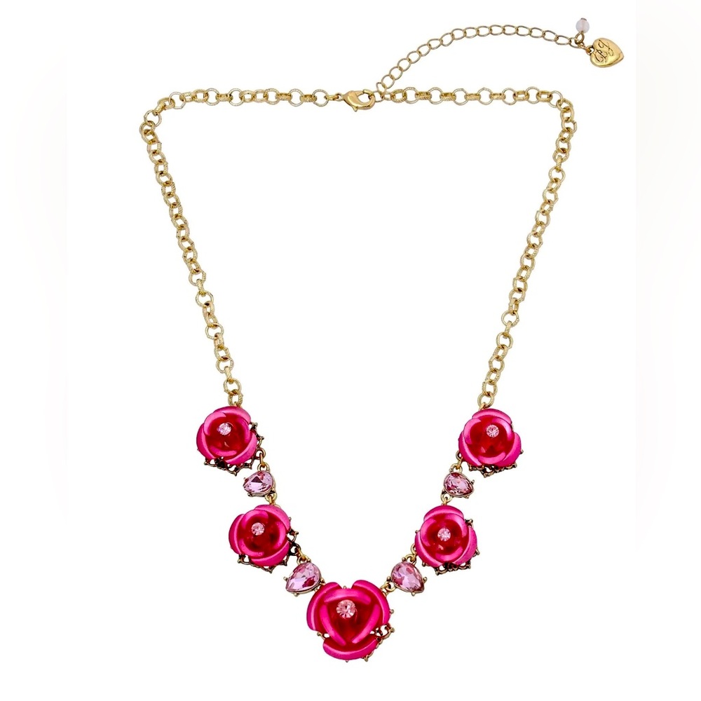 NWT Betsey Johnson Pink Rose Necklace